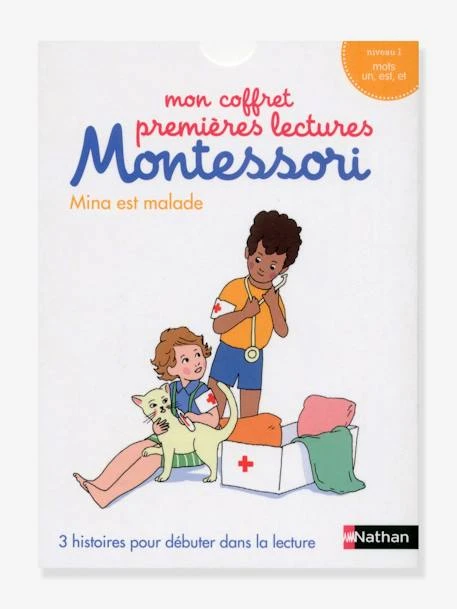 Coffret éducatif Premières Lectures Montessori NATHAN - Mina Est Malade, Niveau 1 Blanc - Nathan