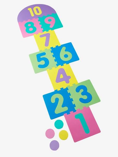 Tapis De Jeux, Marelle Et Puzzle En Mousse + 4 Palets Multicolore - Vertbaudet